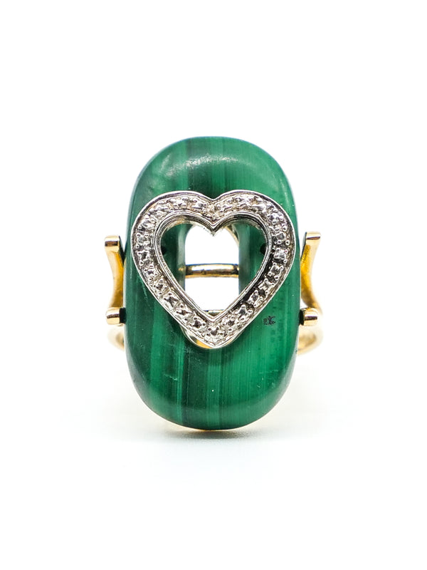 Malachite and 14k Gold Heart Ring Fine Jewelry arcadeshops.com