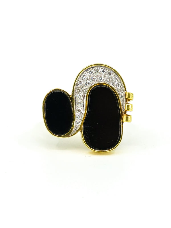 18K Onyx and Diamond Cocktail Ring Fine Jewelry arcadeshops.com