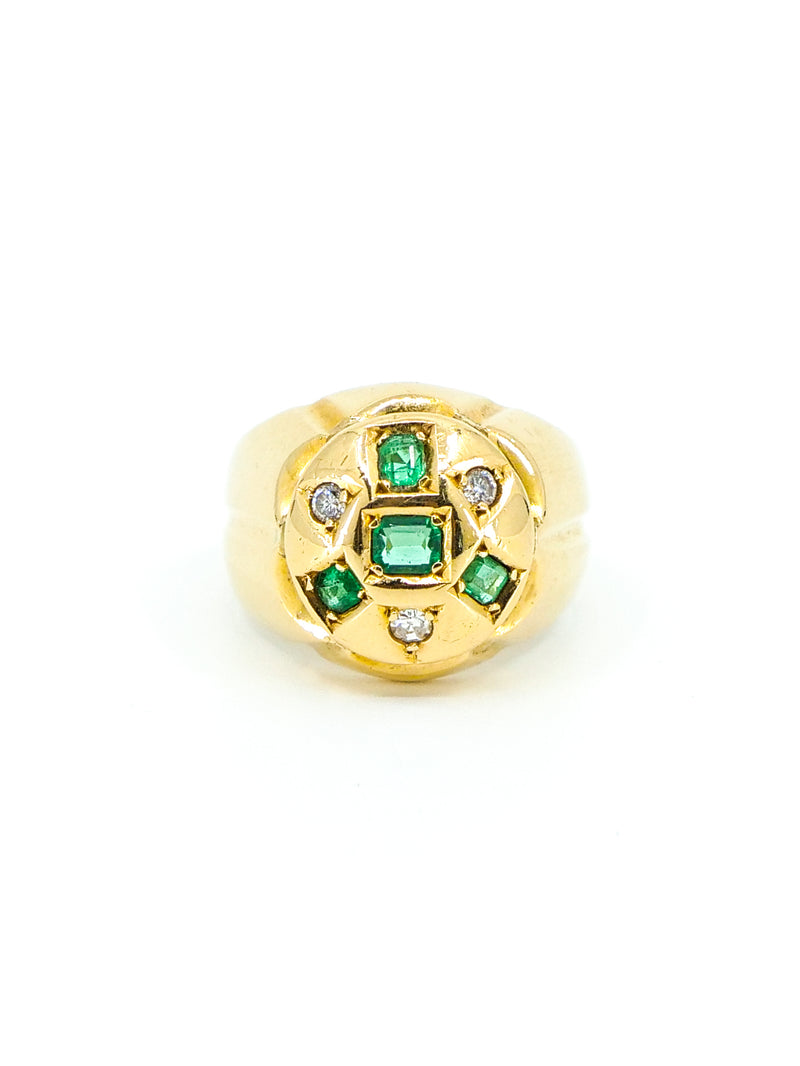 Emerald and Diamond Mosaic Dome Ring Fine Jewelry arcadeshops.com