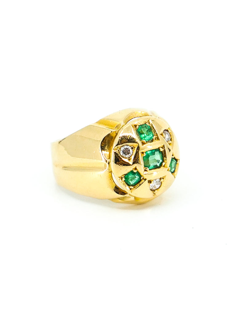 Emerald and Diamond Mosaic Dome Ring Fine Jewelry arcadeshops.com