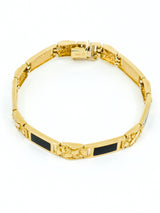 Onyx and Gold Nugget Link Bracelet Fine Jewelry arcadeshops.com