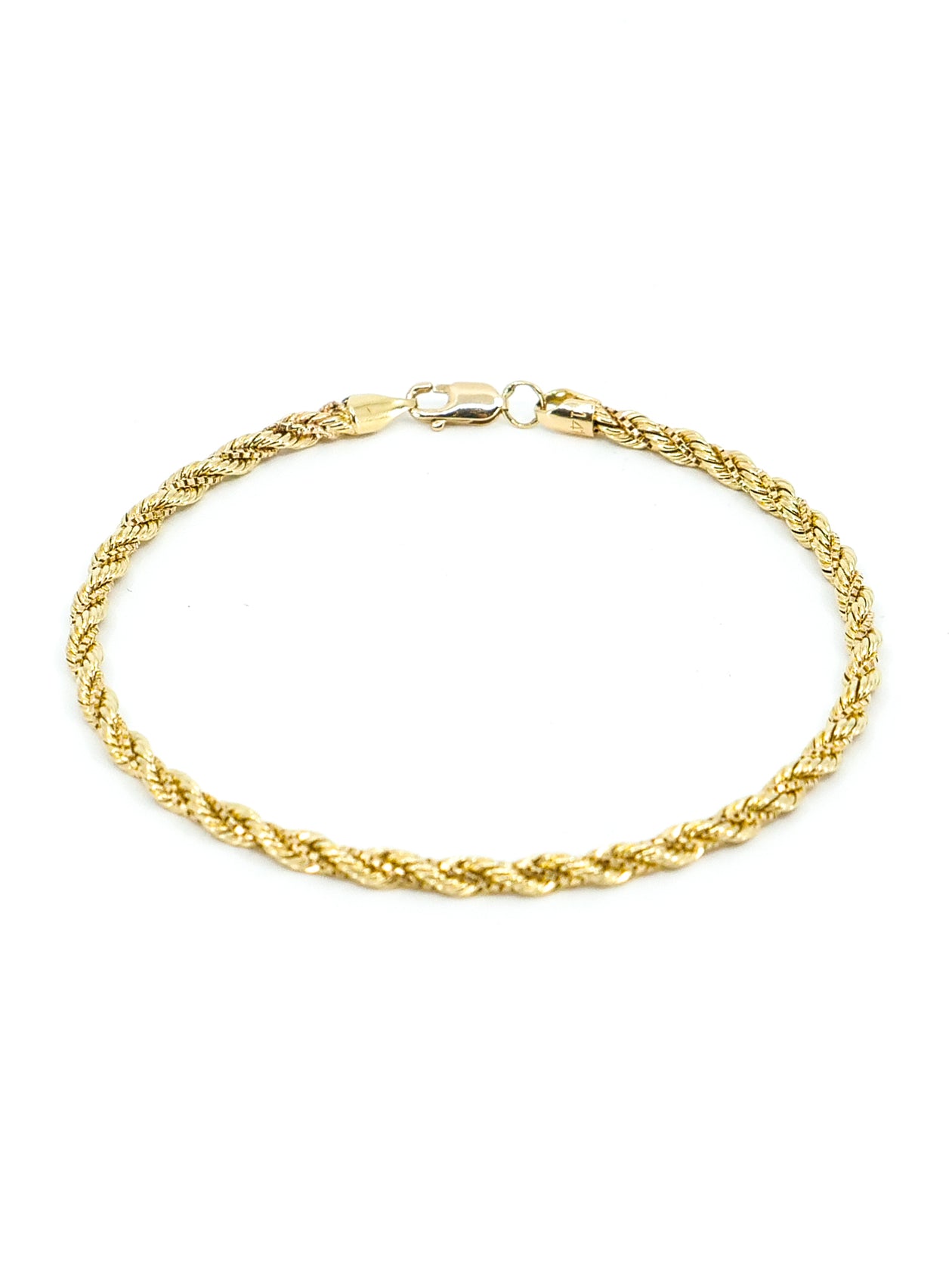 Italian Gold Diamond Cut Rope Chain Bracelet (4mm) In 14k, 49% OFF