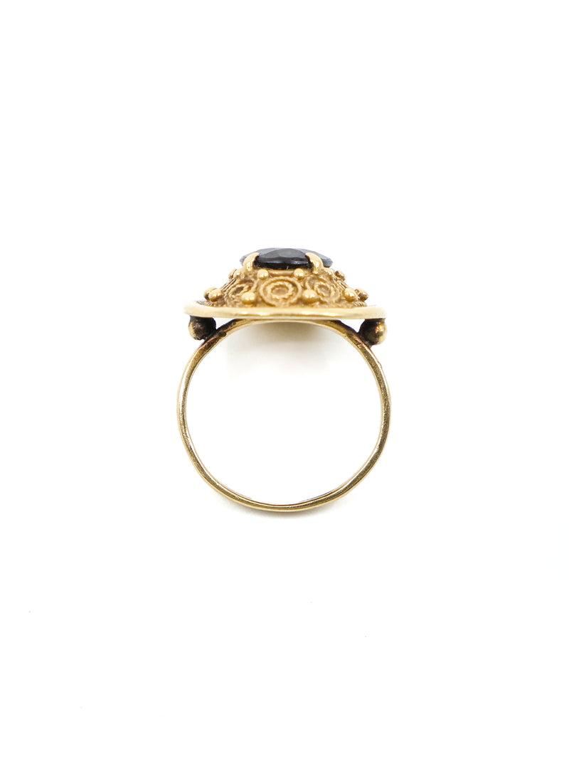 14K Garnet Set Etruscan Style Ring Fine Jewelry arcadeshops.com