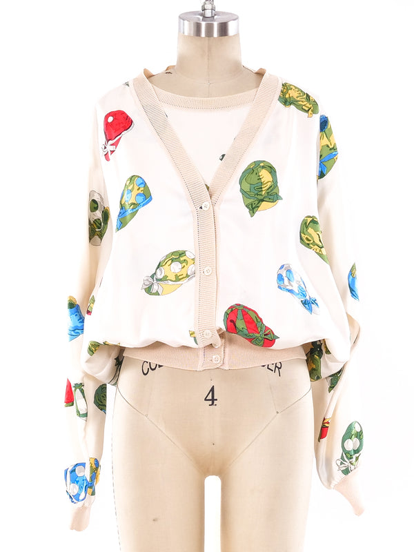 Hermes Printed Silk Co-ord Blouse Top arcadeshops.com