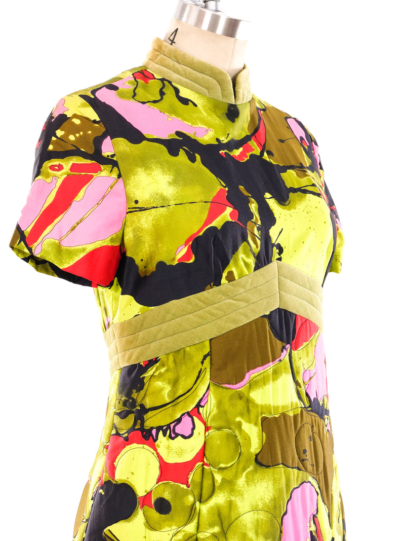 Quilted Abstract Print Maxi Dress Dress arcadeshops.com