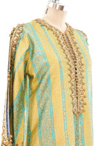 Turquoise and Gold Brocade Moroccan Caftan Dress arcadeshops.com
