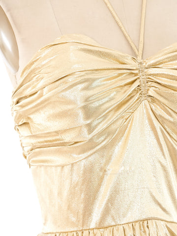 Gold Lame Halter Gown