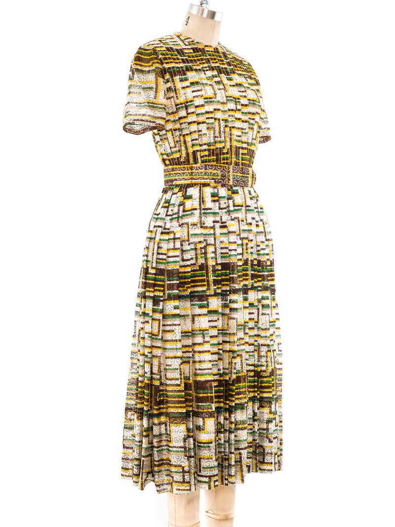 Galanos Geometric Printed Lace Dress Dress arcadeshops.com