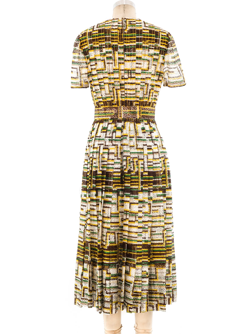 Galanos Geometric Printed Lace Dress Dress arcadeshops.com