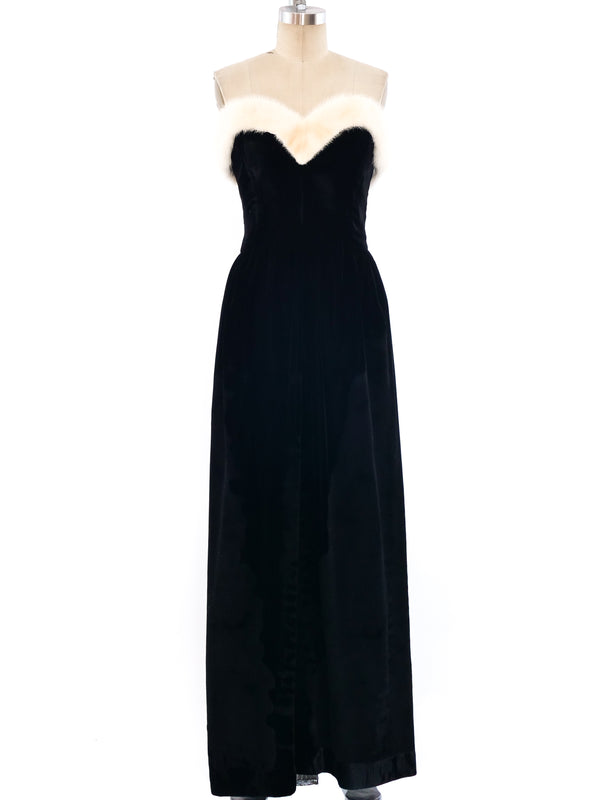 Fur Trimmed Velvet Gown Dress arcadeshops.com