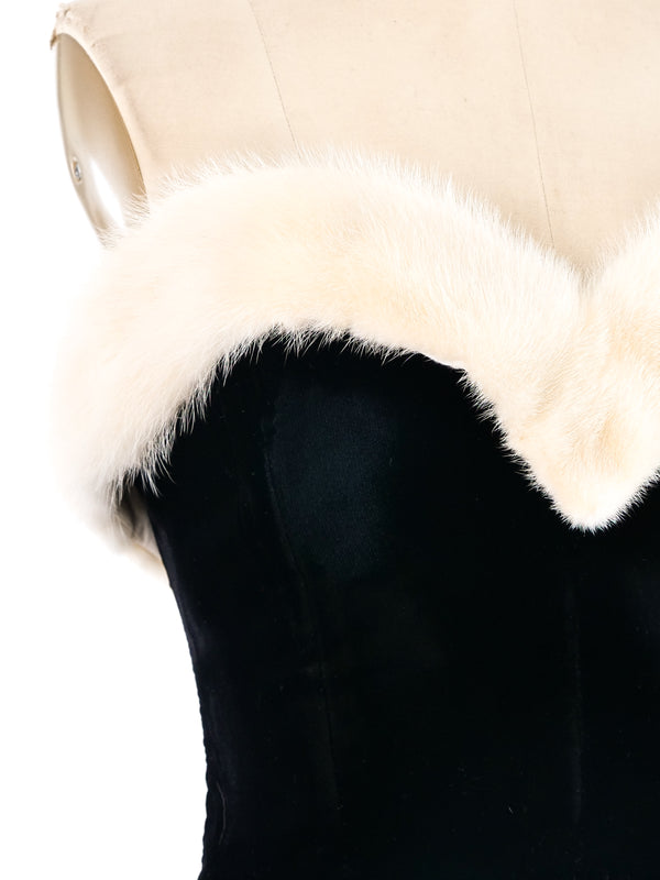 Fur Trimmed Velvet Gown Dress arcadeshops.com