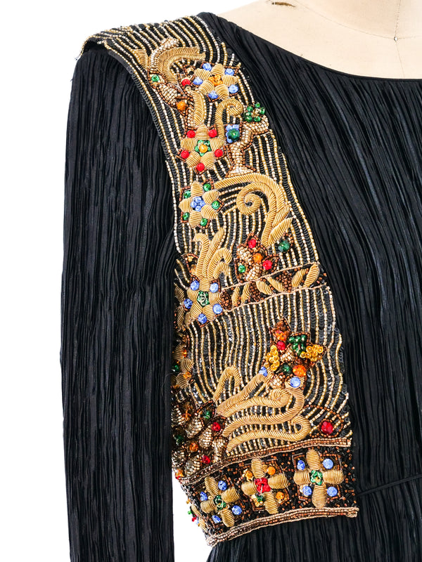 Mary McFadden Embellished Plisse Dress Dress arcadeshops.com
