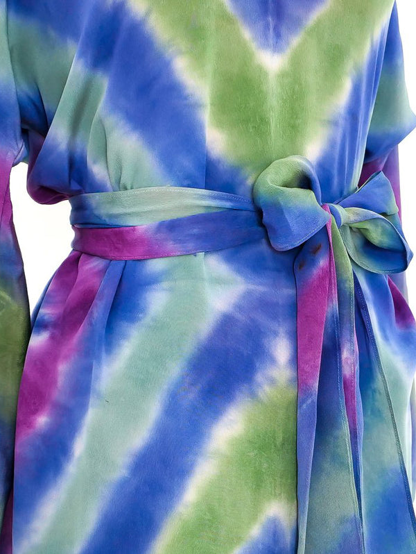 Silk Tie Dye Belted Dress Dress arcadeshops.com