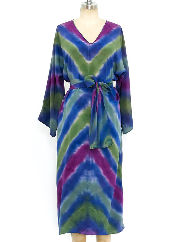 Silk Tie Dye Belted Dress Dress arcadeshops.com