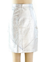 Silver Leather Skirt Bottom arcadeshops.com