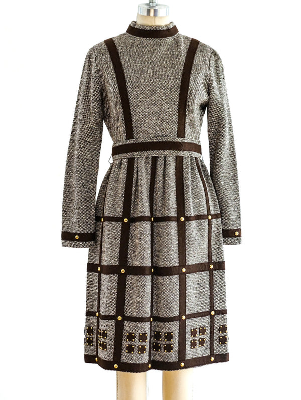 Studded Windowpane Tweed Dress Dress arcadeshops.com