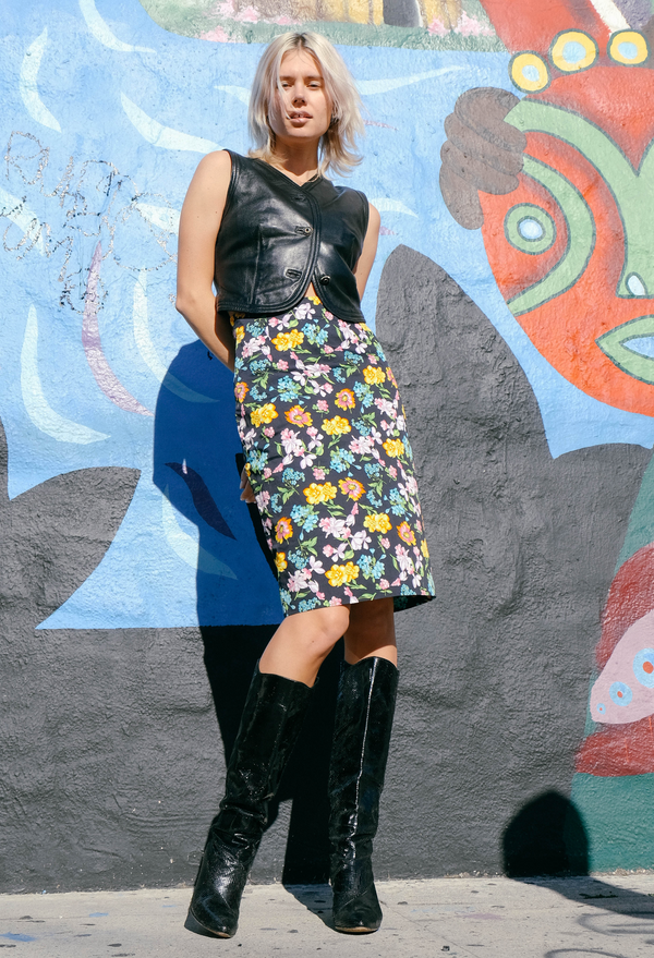 Gianni Versace Floral Printed Leather Vest Ensemble Suit arcadeshops.com