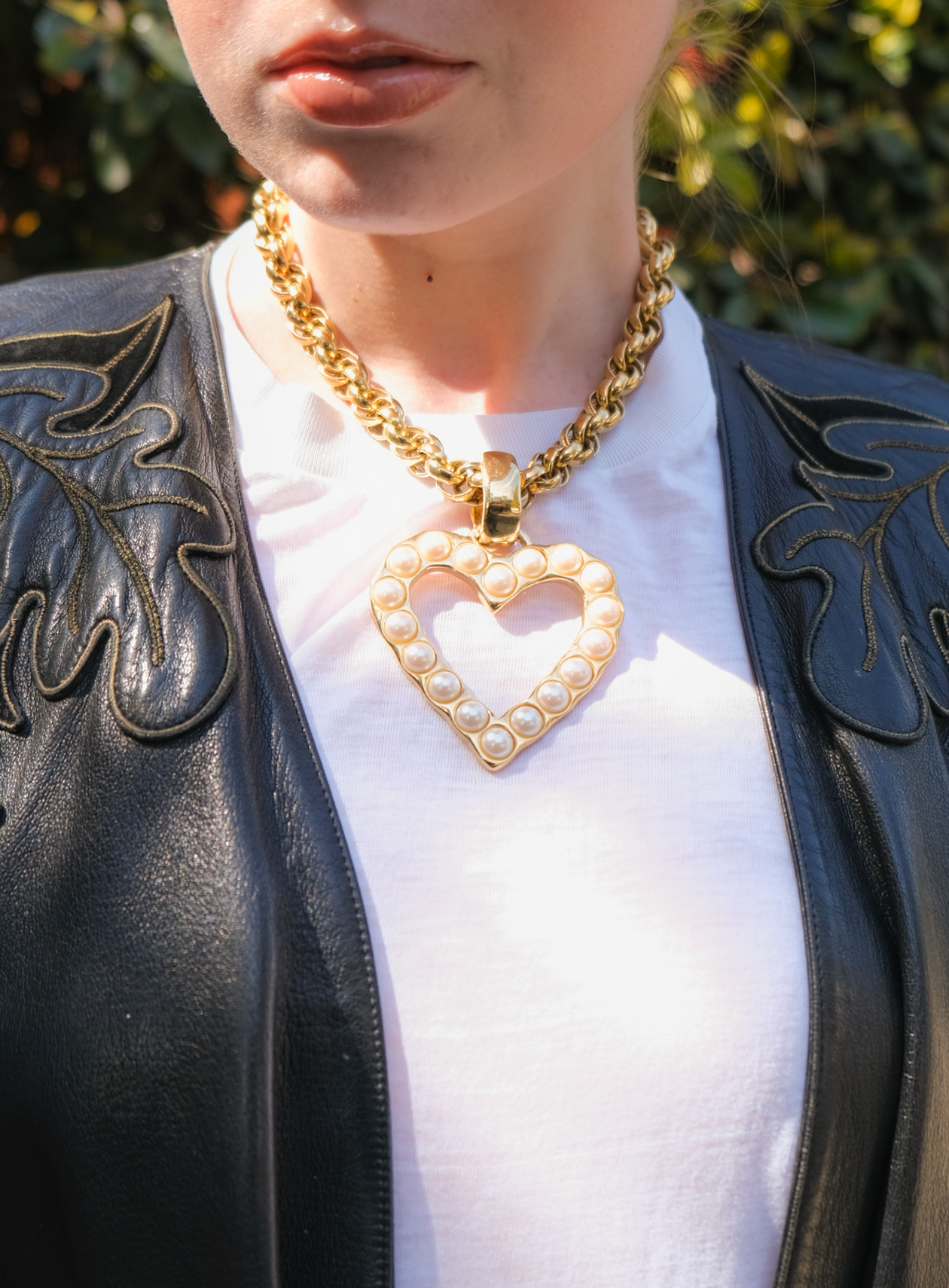 Givenchy Faux Pearl Heart Pendant Necklace