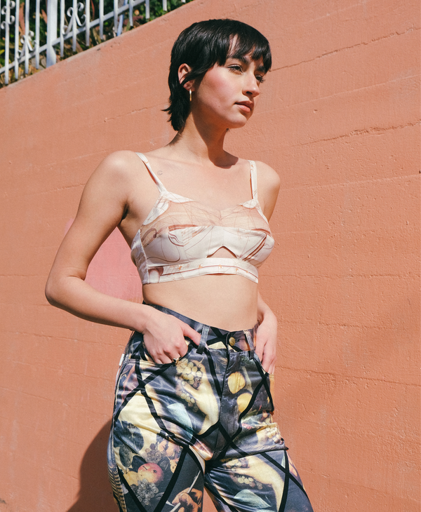 Hermes Sheet Music Printed Bralette Top arcadeshops.com