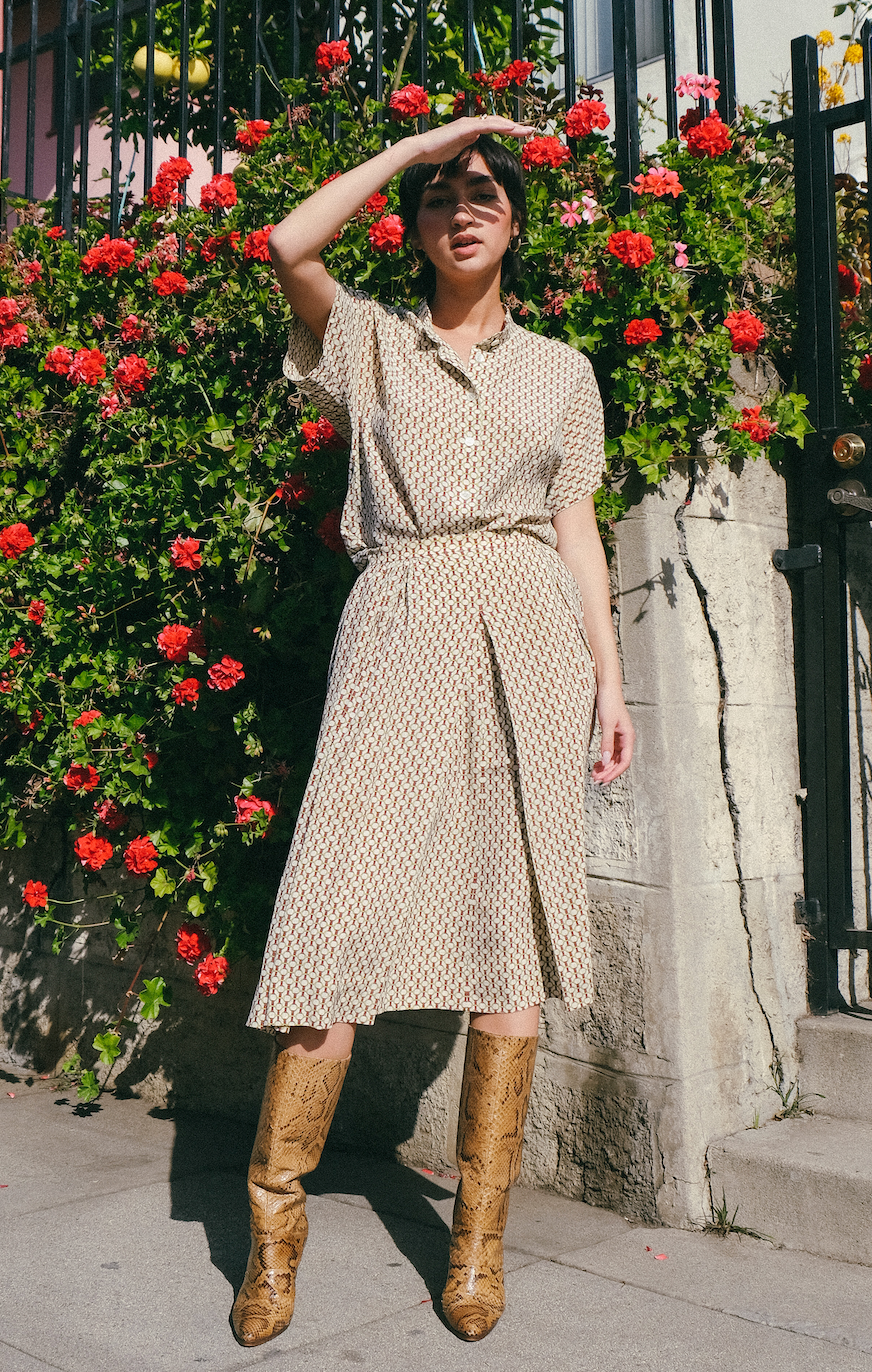 Hermes Chain Print Silk Skirt Ensemble