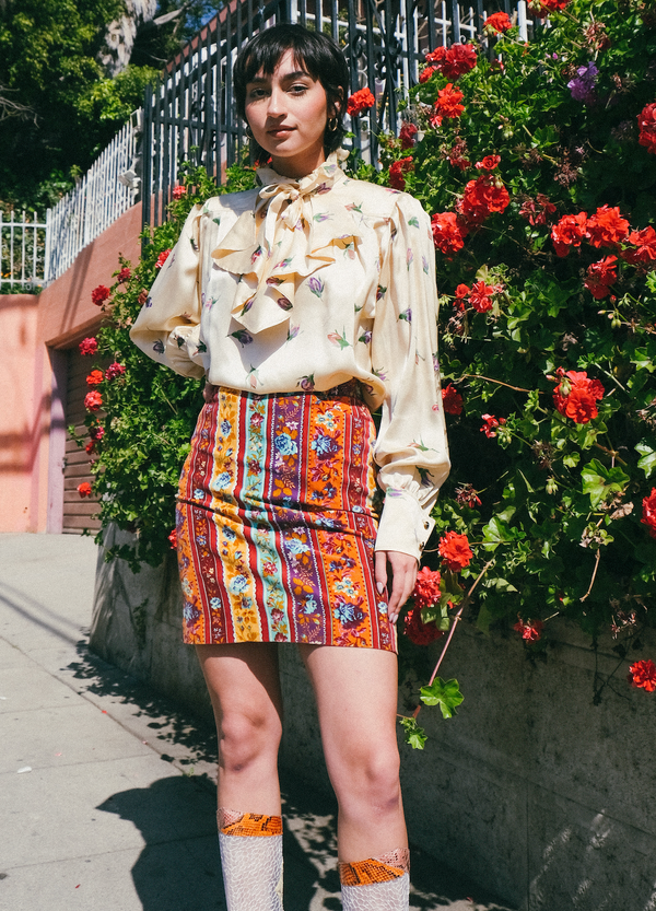 Kenzo Printed Velvet Mini Skirt Bottom arcadeshops.com