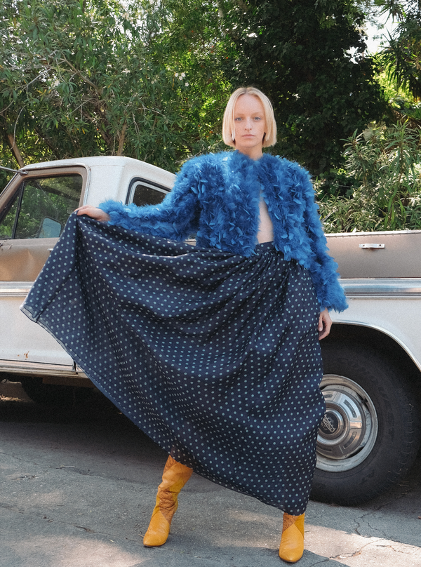 Oscar de la Renta Polka Dot Printed Maxi Skirt Bottom arcadeshops.com