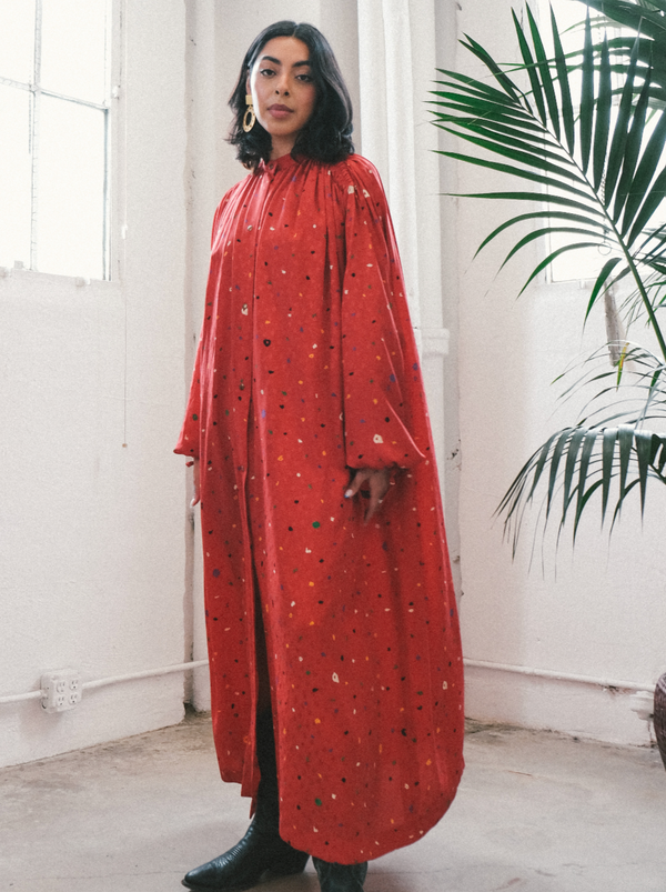 Christian Dior Abstract Dot Printed Silk Caftan Dress arcadeshops.com