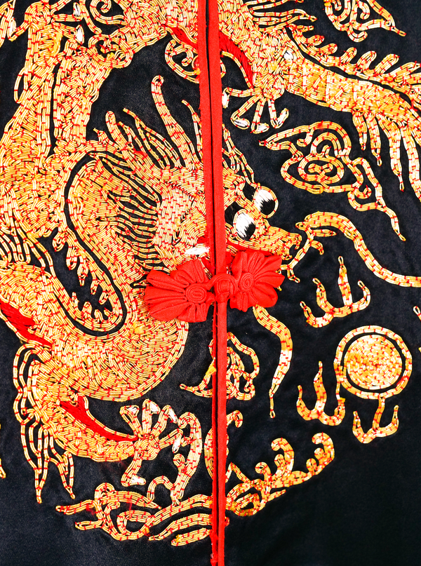 Hand Embroidered Metallic Dragon Motif Robe Jacket arcadeshops.com