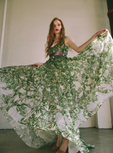 2008 Oscar de la Renta Palm Printed Paillette Gown Dress arcadeshops.com