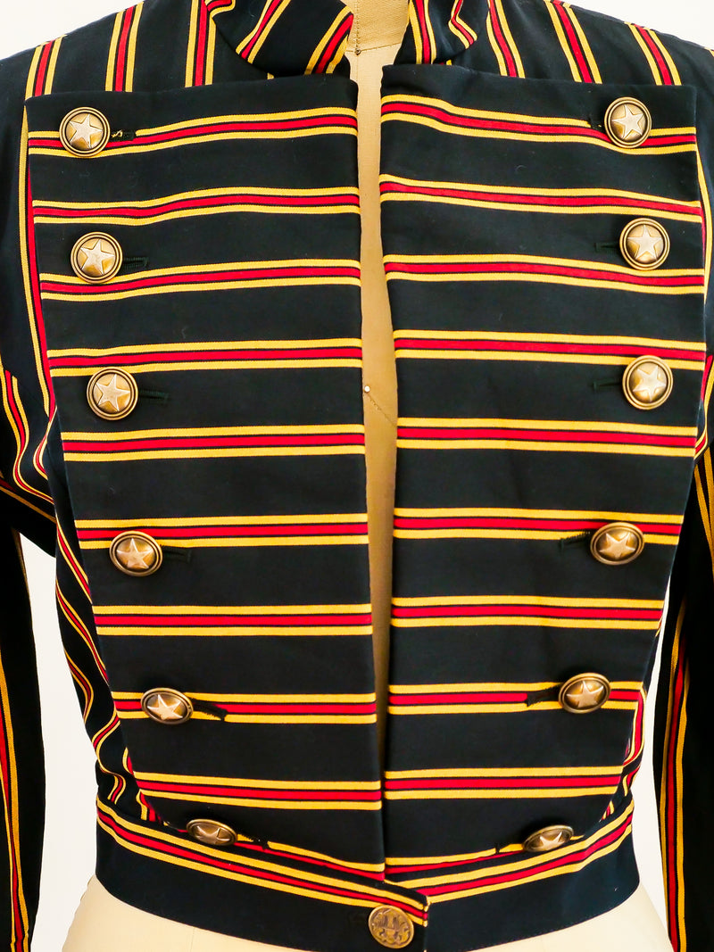Military Inspired Ozbek Striped Jacket Jacket arcadeshops.com