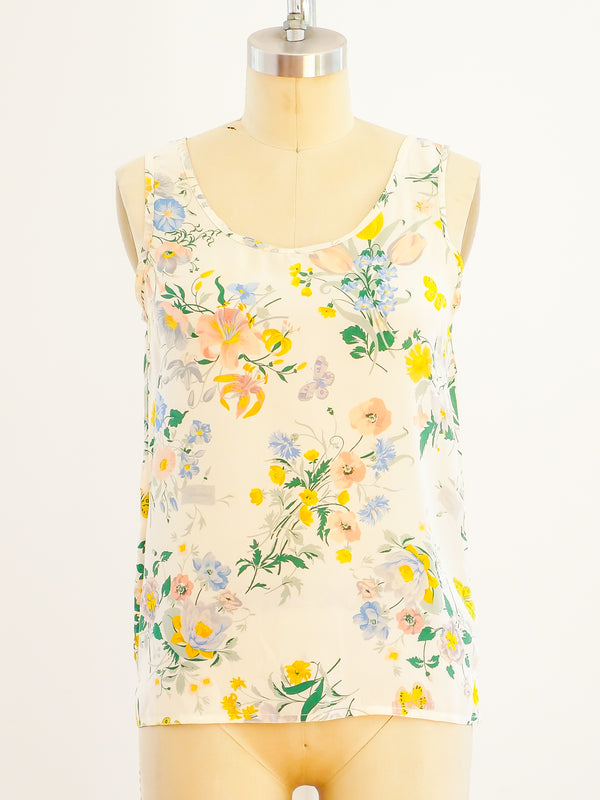Gucci Pastel Floral Silk Tank Top arcadeshops.com