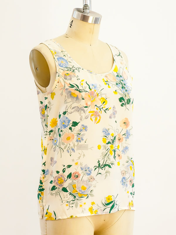 Gucci Pastel Floral Silk Tank Top arcadeshops.com