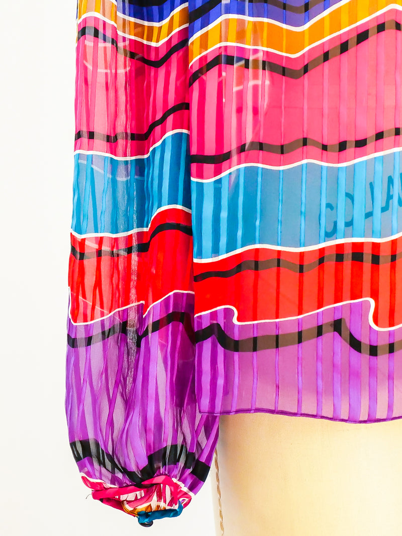Jewel Toned Silk Chiffon Blouse Top arcadeshops.com