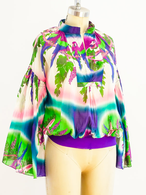 Jean Paul Gaultier Ombré Parrot Blouse Top arcadeshops.com