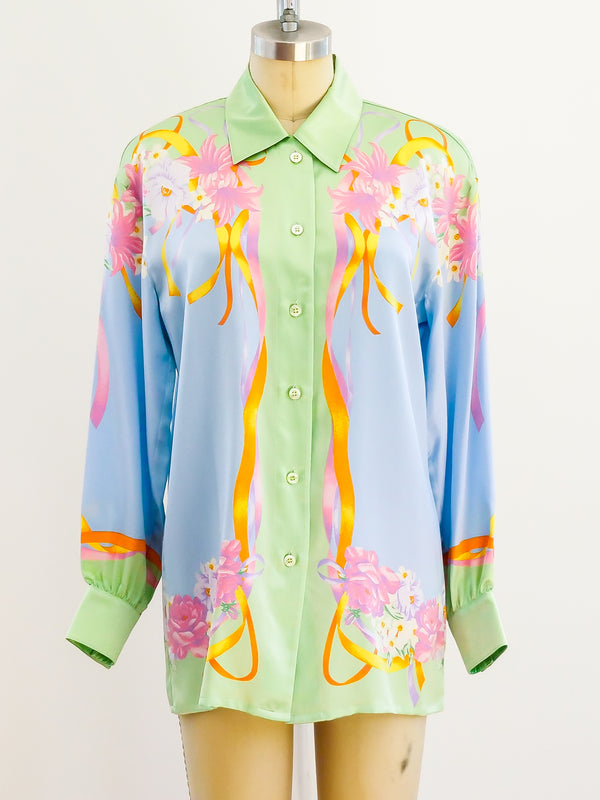Escada Sherbert Pastel Silk Blouse Top arcadeshops.com