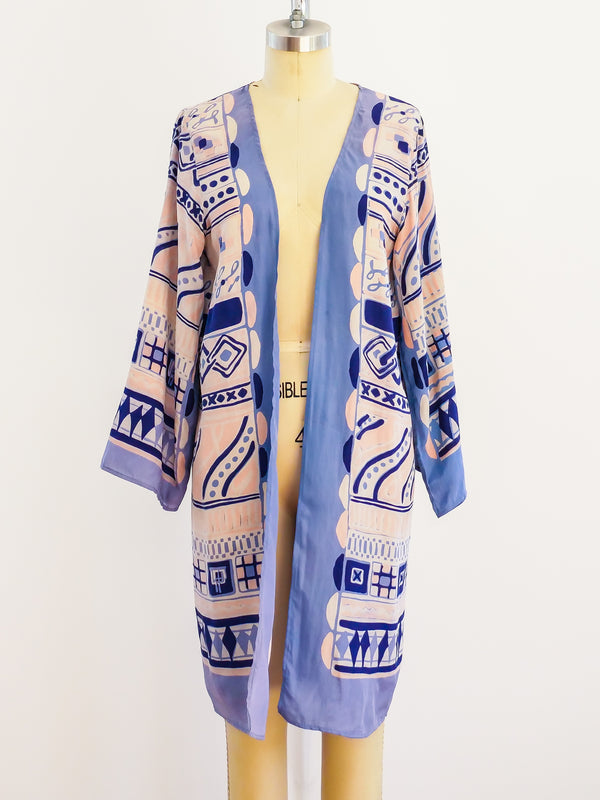 Geometric Silk Duster Jacket arcadeshops.com
