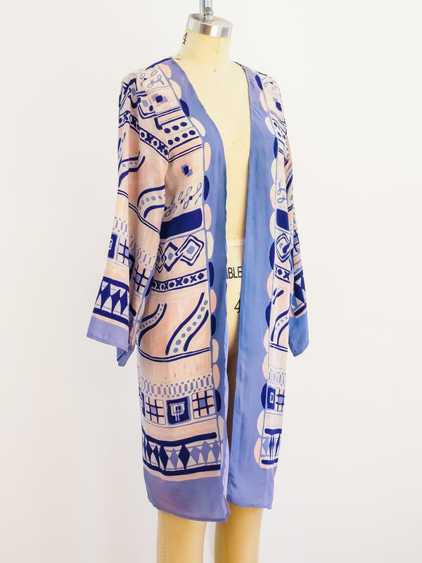 Geometric Silk Duster Jacket arcadeshops.com