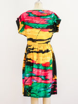1960's Brushstroke Print Silk Dress Dress arcadeshops.com