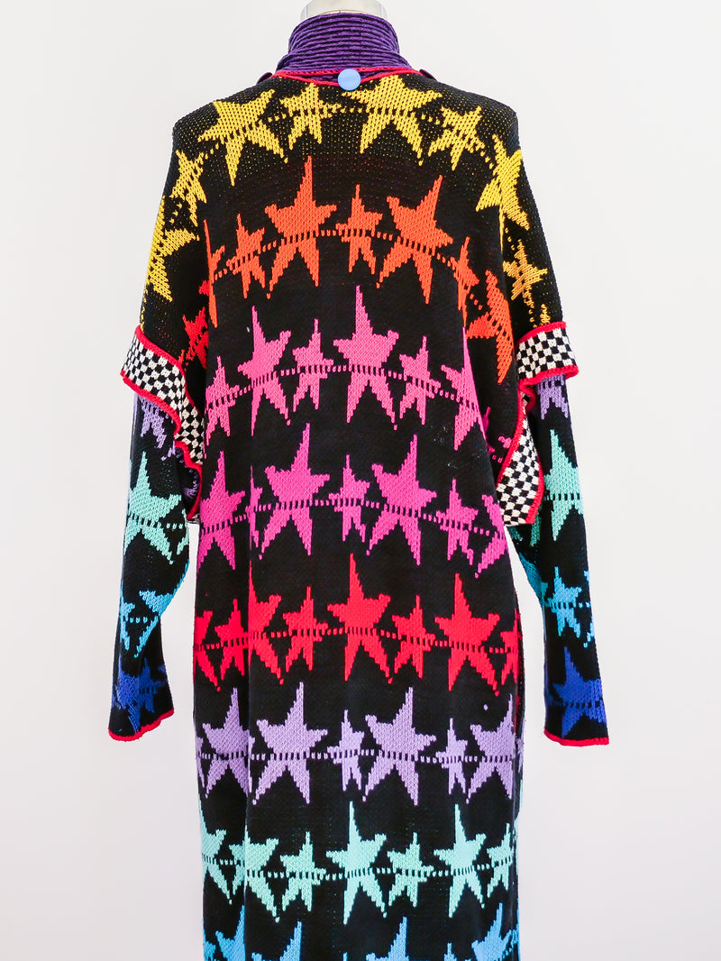 Rainbow Star Knit Sweater Coat Jacket arcadeshops.com