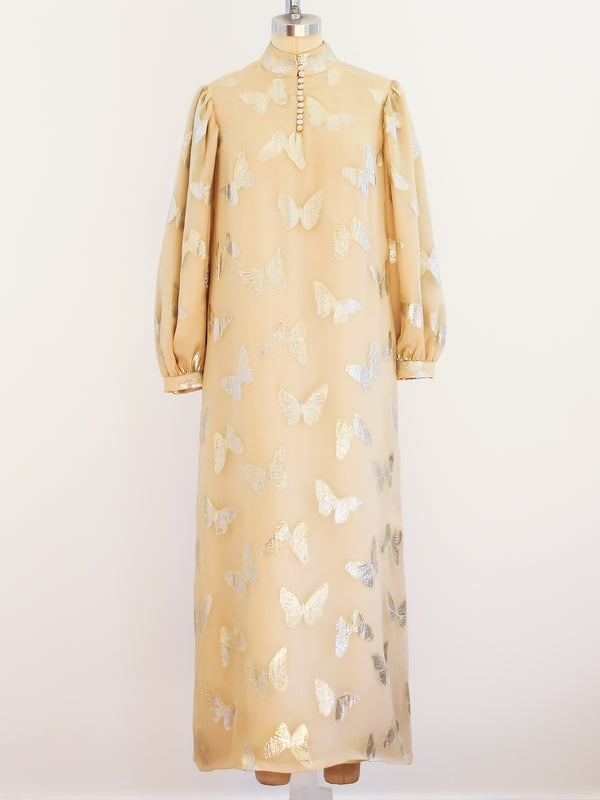 Butterfly Silk Chiffon Maxi Dress Dress arcadeshops.com