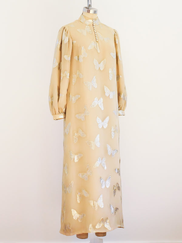 Butterfly Silk Chiffon Maxi Dress Dress arcadeshops.com