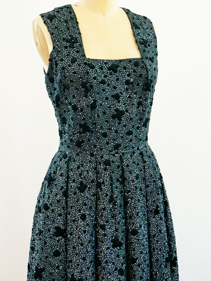 1960s Italian Demi-Couture Sequin Gown Dress arcadeshops.com
