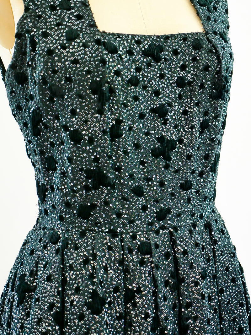 1960s Italian Demi-Couture Sequin Gown Dress arcadeshops.com