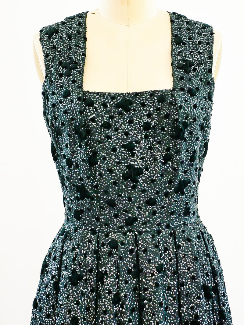 1960s Italian Demi-Couture Sequin Gown Dress arcadeshops.com