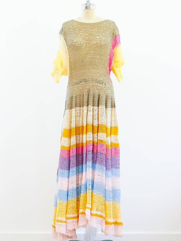 Striped Pastel Hand Crocheted Dress Dress arcadeshops.com