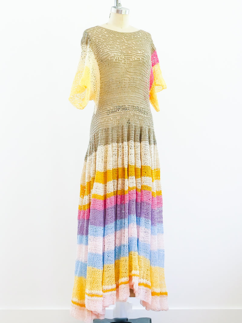 Striped Pastel Hand Crocheted Dress Dress arcadeshops.com