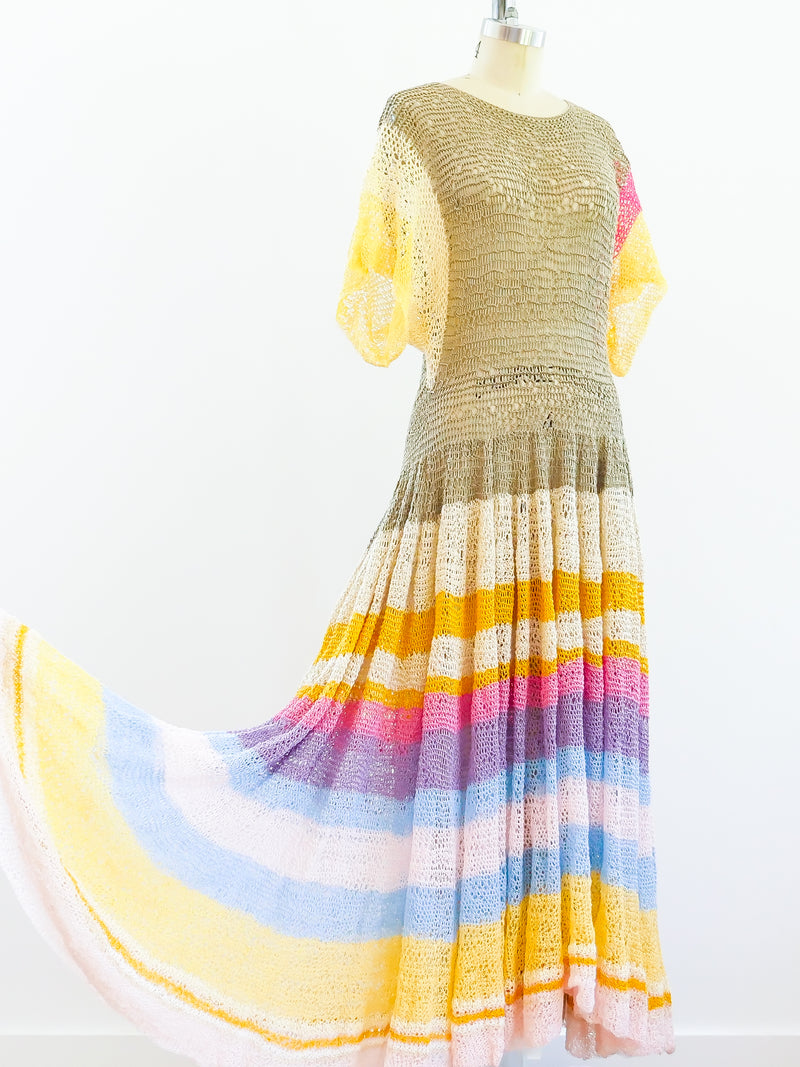 Striped Pastel Hand Crocheted Dress Dress arcadeshops.com