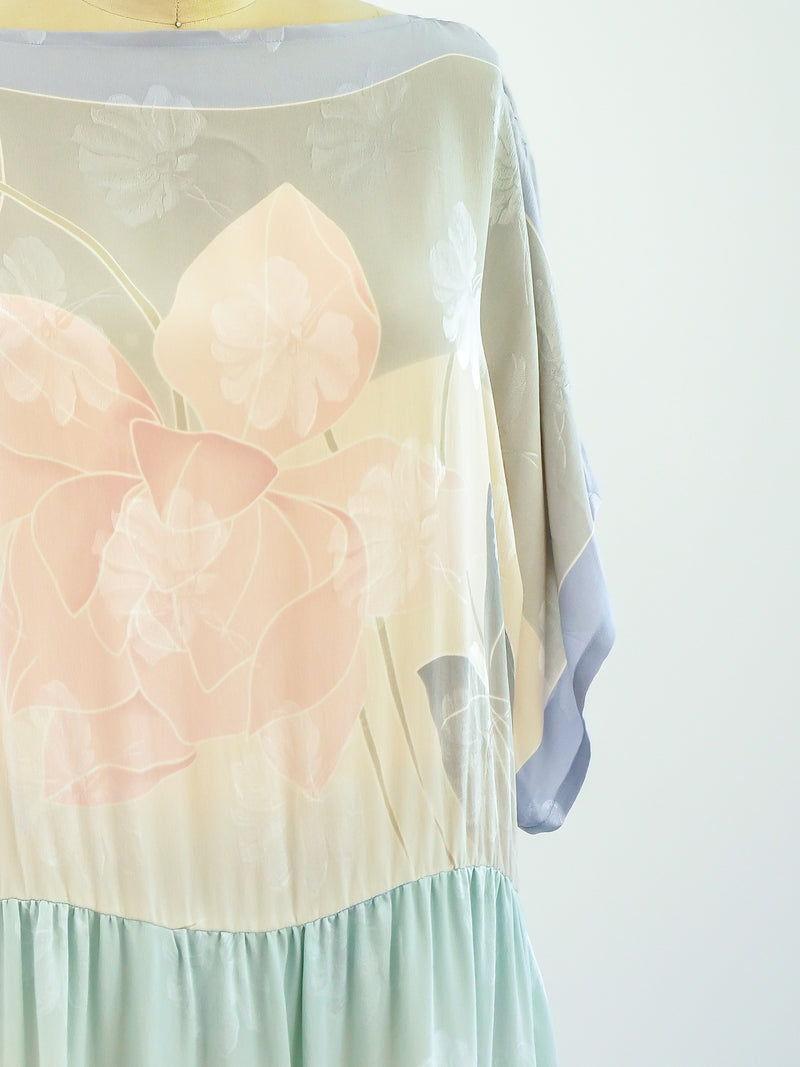 Ombre Silk Floral Dress Dress arcadeshops.com