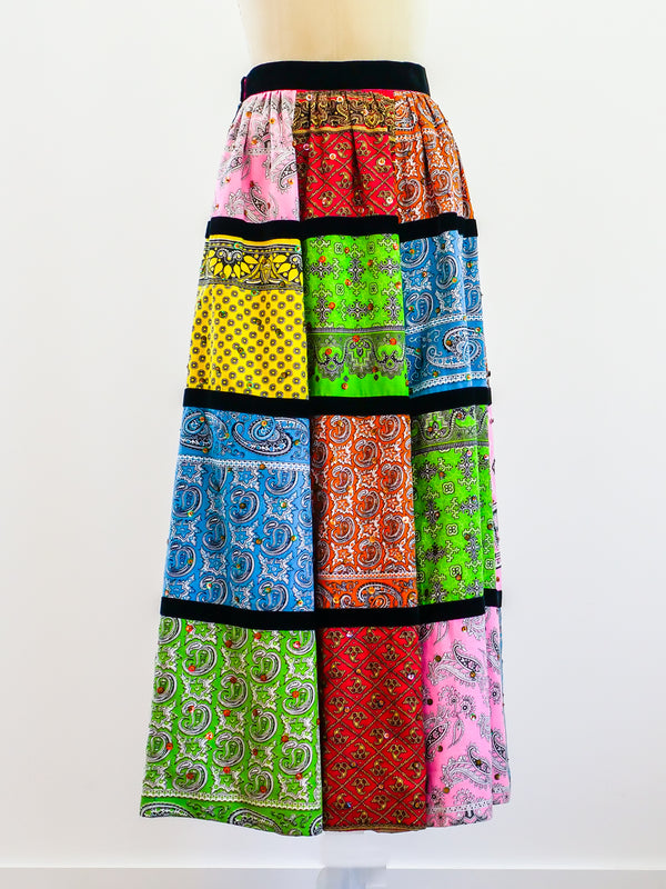 Patchwork Bandana Print Maxi Skirt Skirt arcadeshops.com