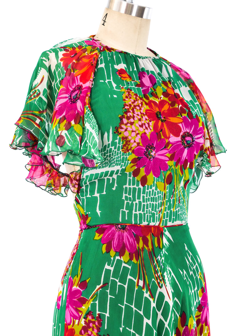 Scott Barrie Floral Ruffle Dress Dress arcadeshops.com